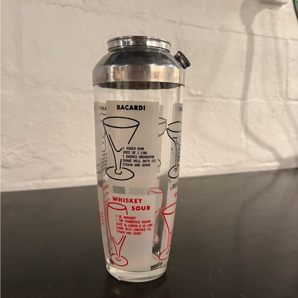 Vintage MCM Aluminum And Glass Cocktail Shaker